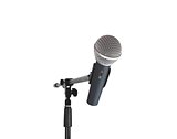 Cordless microphone standing over white