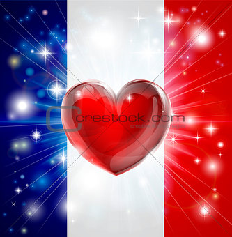 Love France flag heart background