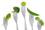 healthy raw green vegetables food on white
