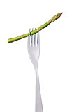 asparagus on a fork isolated