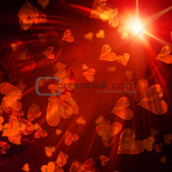 orange hearts with lights