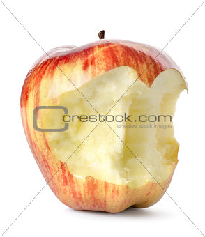 Eaten red apple isolated
