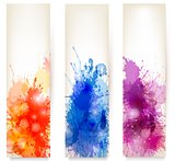 Collection of colorful abstract watercolor banners. Vector 