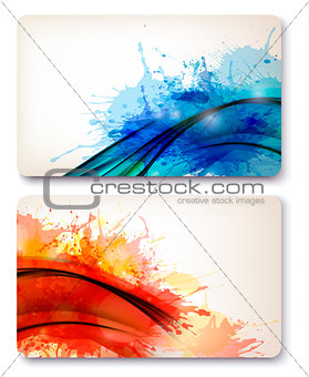 Collection of colorful abstract watercolor backgrounds. Vector 