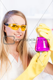 young woman in laboratory