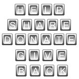 Help share donate in keyboard letters