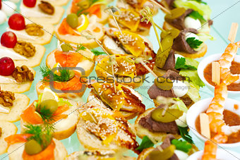 Catering buffet style with different light snack
