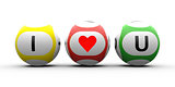 I love You. Balls with red bright heart