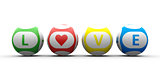 Balls with color lettering Love