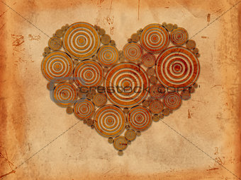 heart of tree rings old paper background