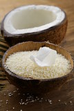 grounded coconut flakes  and fresh coconut