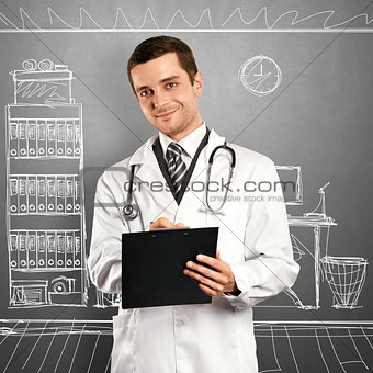 Doctor Man With Clipboard
