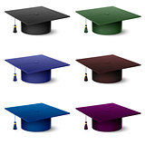 Set of of colorful hats graduate