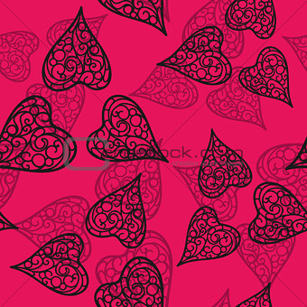 Vector flourish background black and pink colored
