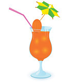 Cocktail decorated with umbrella toothpick vector illustration