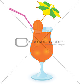 Cocktail decorated with umbrella toothpick vector illustration