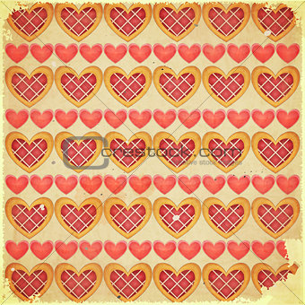 Retro Valentines Day Background with Hearts