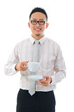 asian business man with coffee