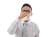 asian business man having a sick flu