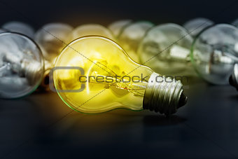 Idea concept with incandescent light bulbs