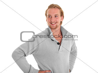 Young casual man in a grey sweater