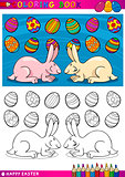 easter bunny cartoon illustration for coloring