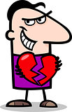 man breaking heart cartoon illustration
