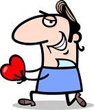 man giving valentine cartoon illustration