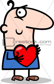 man with heart cartoon illustration