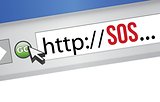 Computer screen, concept of Online SOS