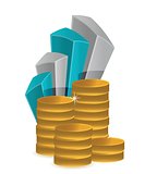 Financial success concept coins and graph