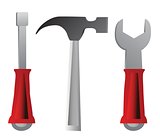 hammer, screwdriver, wrench.