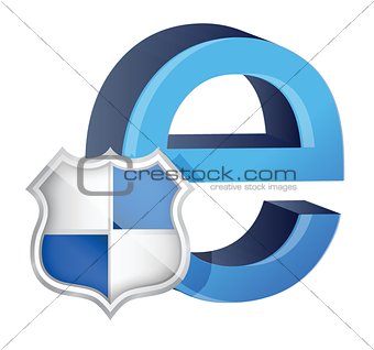 Shield with symbol for internet