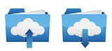 Cloud computing upload and download icons