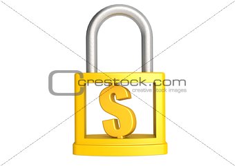 Dollar in padlock