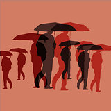 Silhouettes of Men With Umbrella