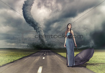 woman and tornado 
