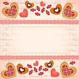 Greeting Valentines Card with Sweet Hearts