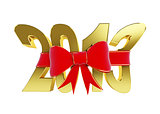 new year text red bow