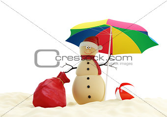 Snowman on a beach Santa's Sack