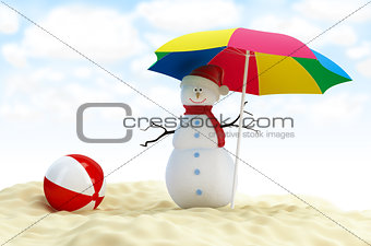 snowman on a beach 