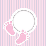 Background with two child foot steps and place for text