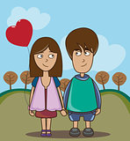 boy and girl walking in the park