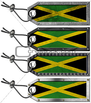 Jamaica Flags Set of Grunge Metal Tags