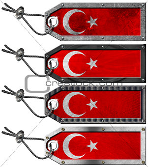 Turkey Flags Set of Grunge Metal Tags