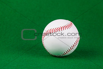 Baseball softball on green background
