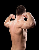 Man shows biceps