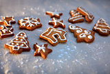 Homemade christmas cookies - gingerbread. All brightly colored cookies.