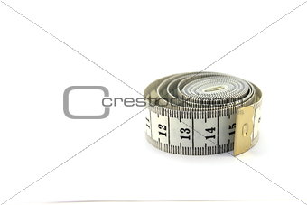 white tape measuring on a white background