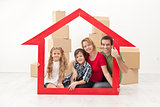 Happy family moving into a new home